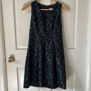 LOFT • Stunning Emerald Leopard Detailed Dress